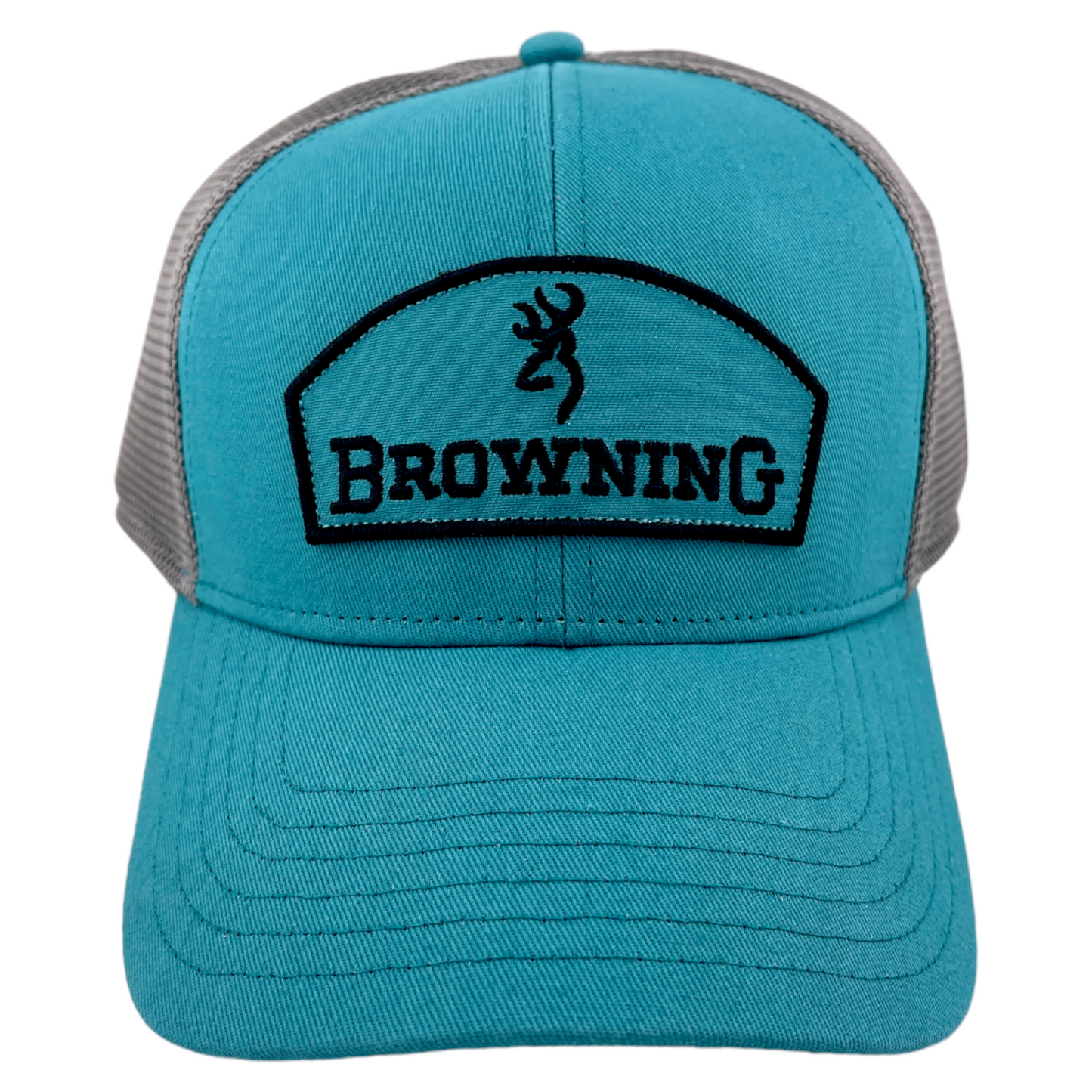 Browning Company Logo Teal/Gray Mesh Back Snapback Trucker Adjustable Hat Cap