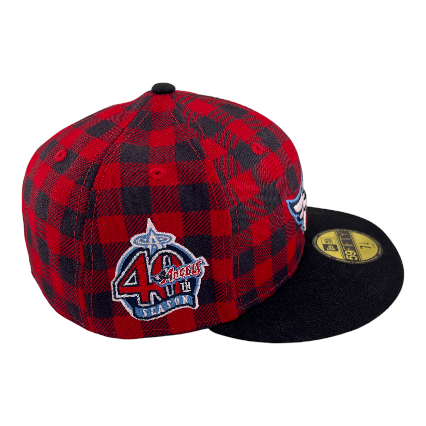 New Era Los Angeles Angels 40th Season Plaid Checkered Red/Black 59FIFTY Hat Cap