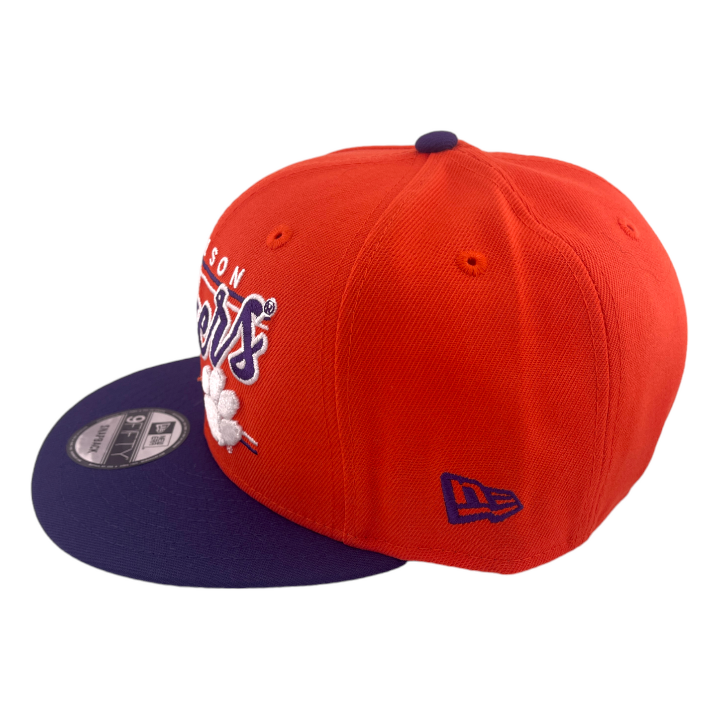 New Era Clemson Tigers Team Script Logo Orange/Purple/Grey 9FIFTY Snapback Hat Cap