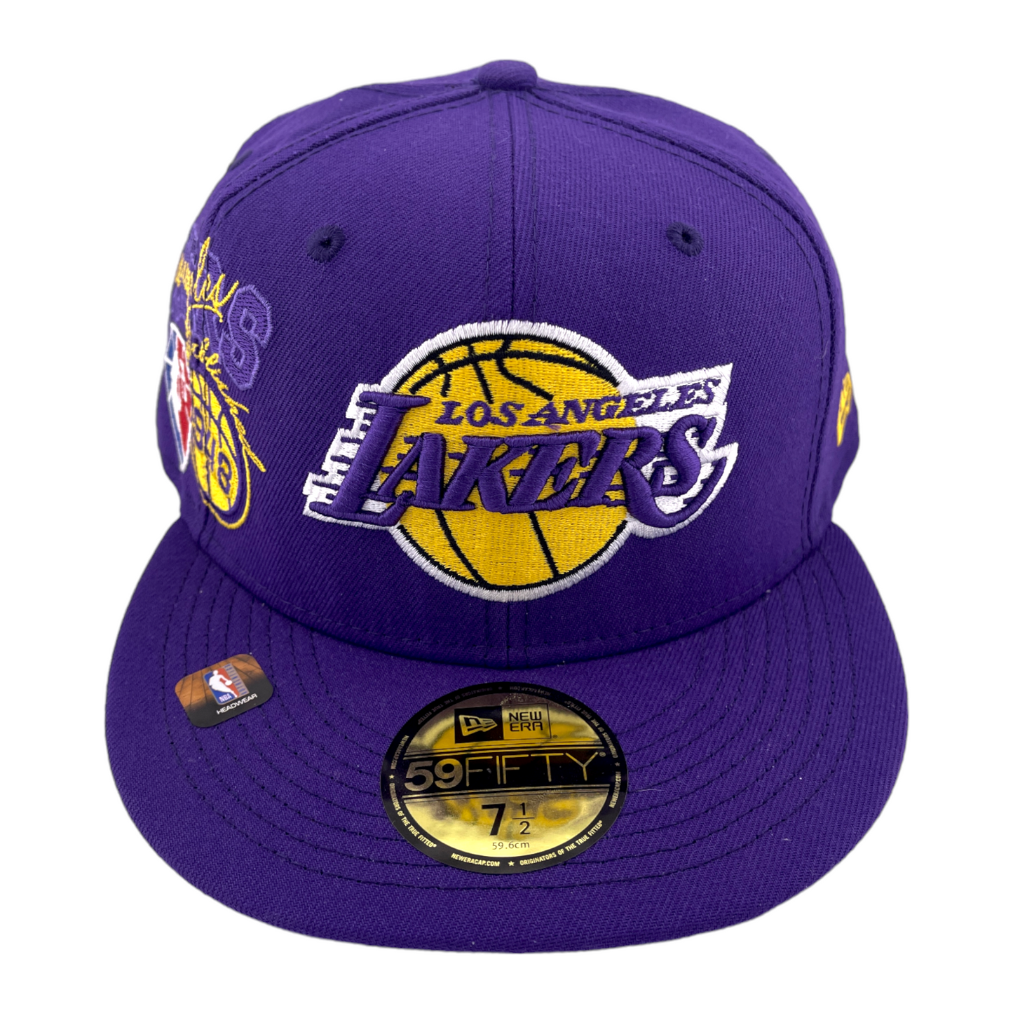 New Era Los Angeles Lakers Back Half 75th Patch Purple/Grey 59Fifty Fitted Hat Cap