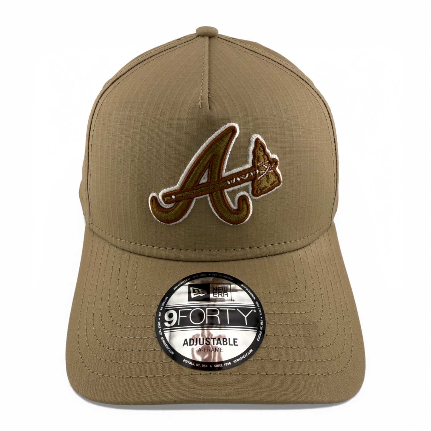 New Era Atlanta Braves MLB Khaki Ripstop A-Frame 9Forty Snapback Adjustable Hat