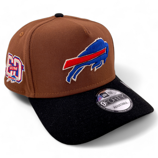 New Era Buffalo Bills NFL Harvest Brown 60 Patch 9FORTY A-Frame Snapback Hat Cap