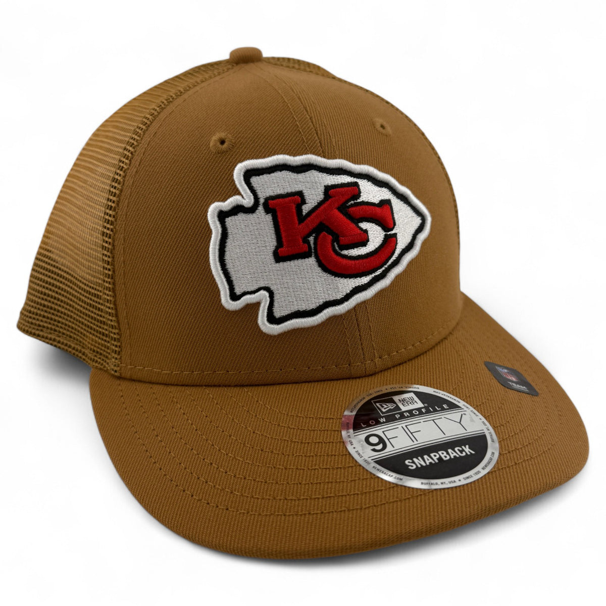 New Era Kansas City Chiefs Tan Khaki Bronze Mesh 9Fifty Low Profile Snapback Hat