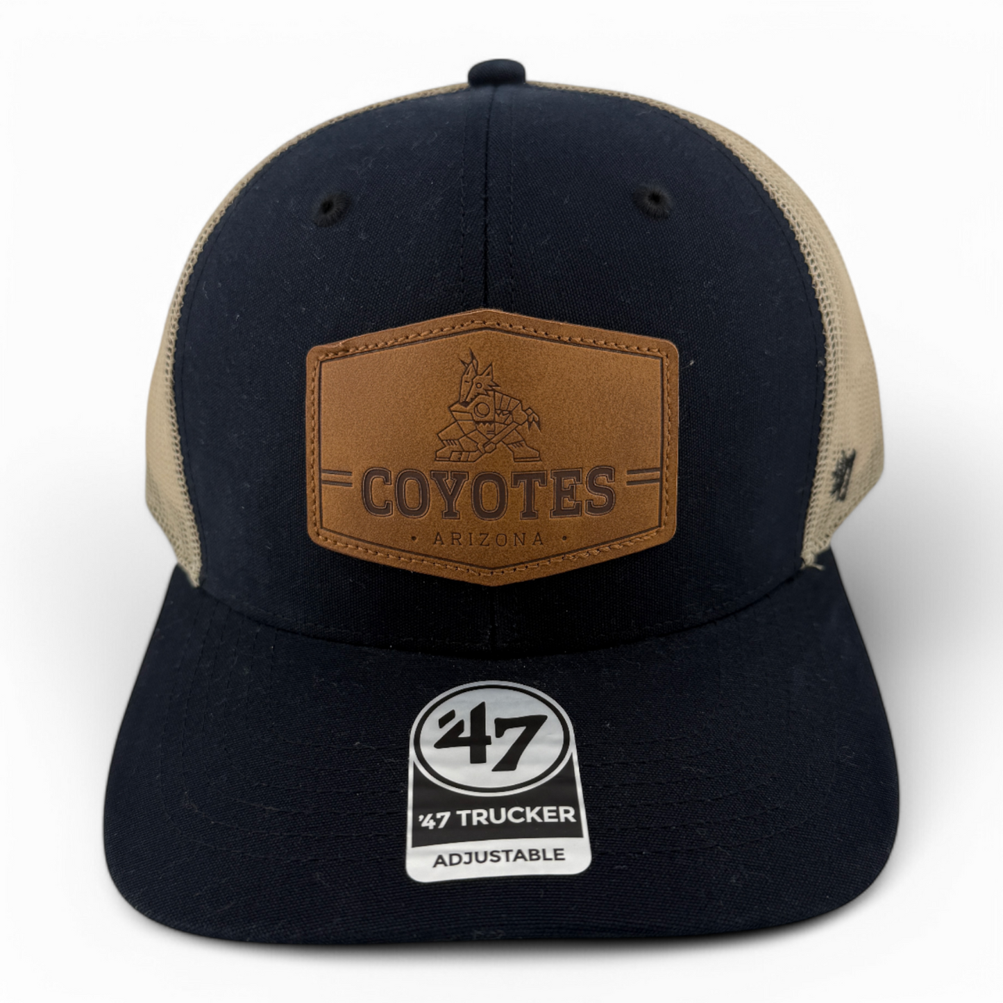 '47 Brand Arizona Coyotes NHL Rawhide Leather Patch Navy Trucker Snapback Hat