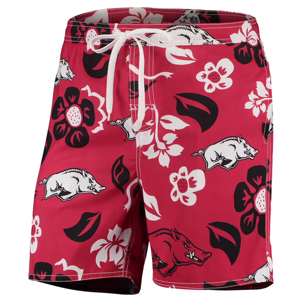 Wes & Willy Arkansas Razorbacks Hawaiian Floral Volley Swim Trunks Men's XXL