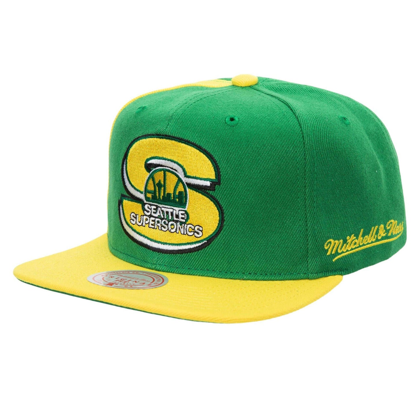 Mitchell & Ness Seattle Supersonics NBA Rear Script Deadstock Patch Snapback Hat