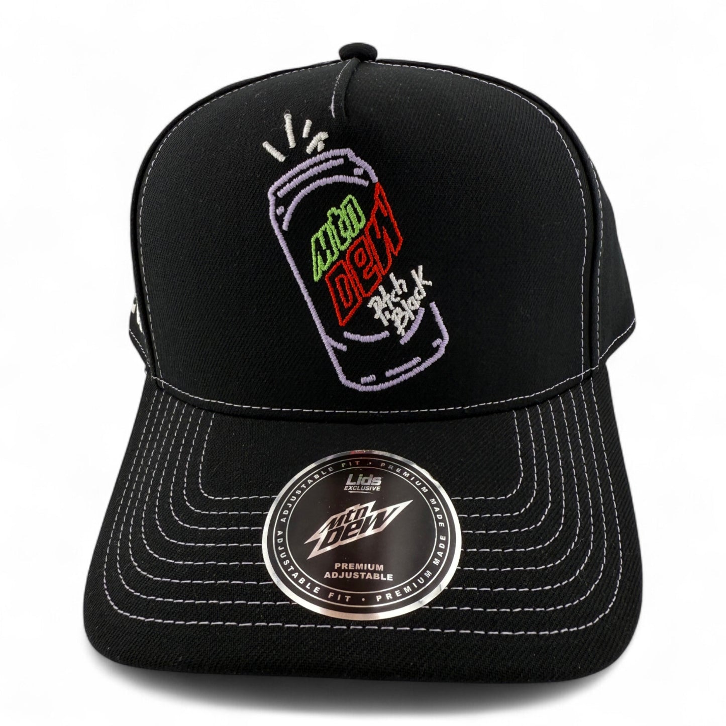 Mountain Dew Pitch Black Lids Exclusive Mtn A-Frame Adjustable Snapback Hat Cap