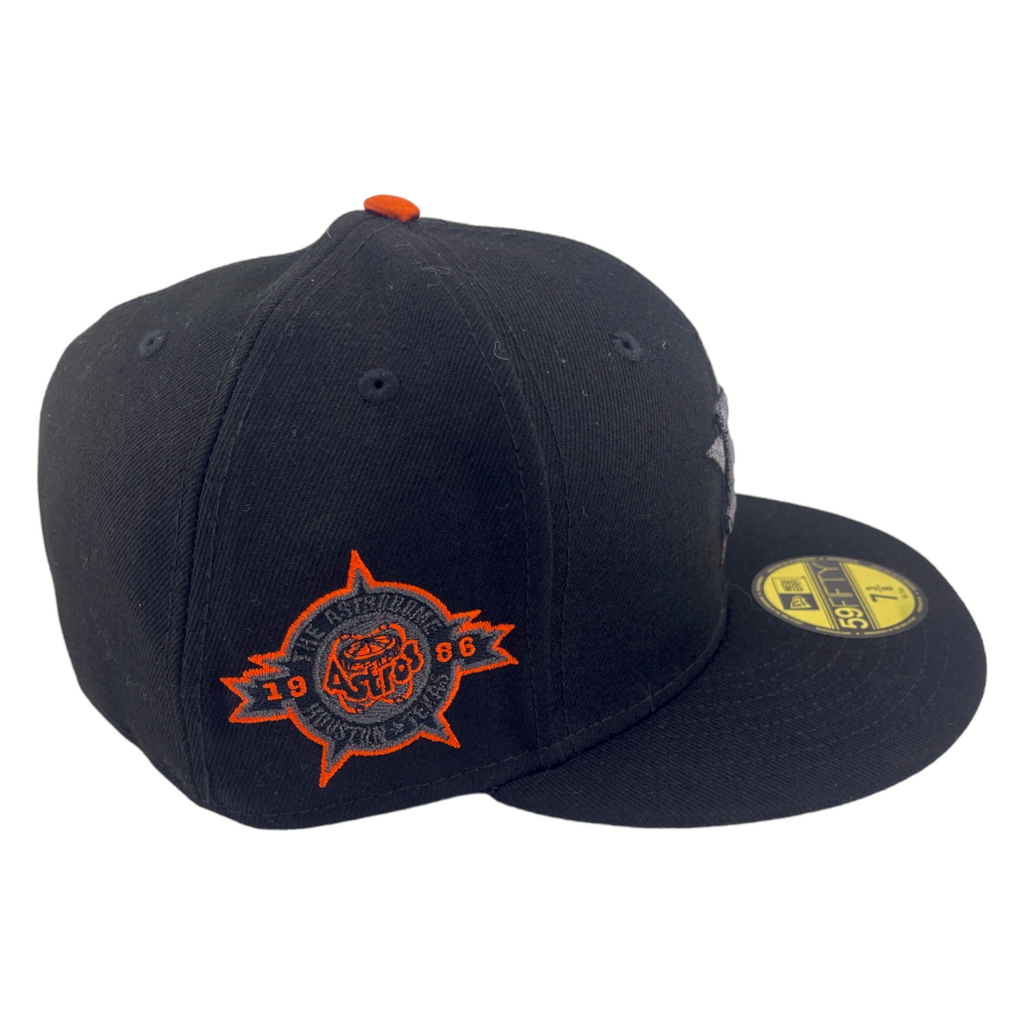 New Era Houston Astros 1986 Side Patch Black Mettalic Logo 59FIFTY Fitted Hat Cap