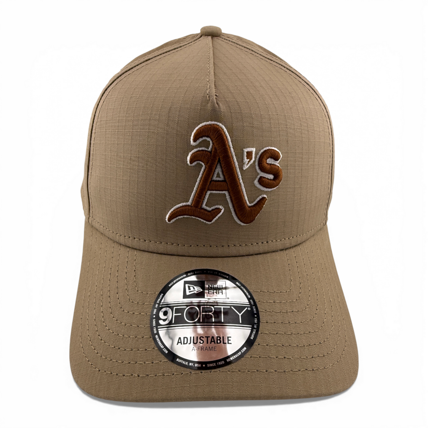 New Era Oakland A's MLB Khaki Ripstop A-Frame 9Forty Snapback Adjustable Hat Cap
