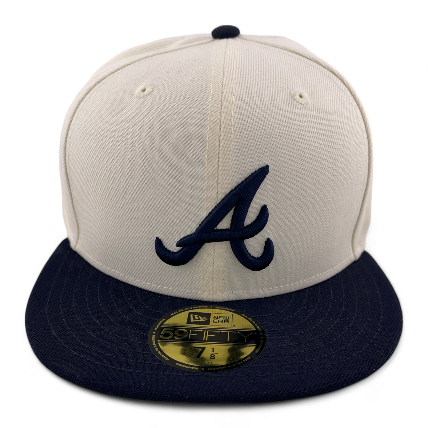 New Era Atlanta Braves MLB Chrome Pack Cream/Navy Logo 59Fifty Fitted Hat Cap