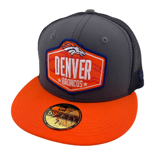 New Era Denver Broncos NFL 2021 Draft Mesh Back Trucker 59Fifty Fitted Hat Cap