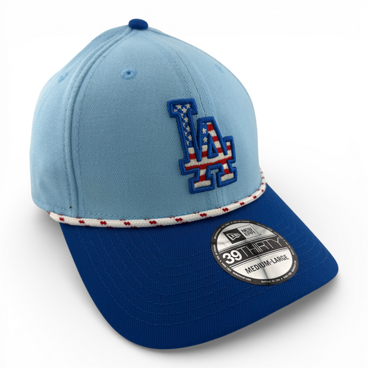 New Era Los Angeles Dodgers MLB 2025 4th of July Rope Flag 39Thirty Flex Fit Hat