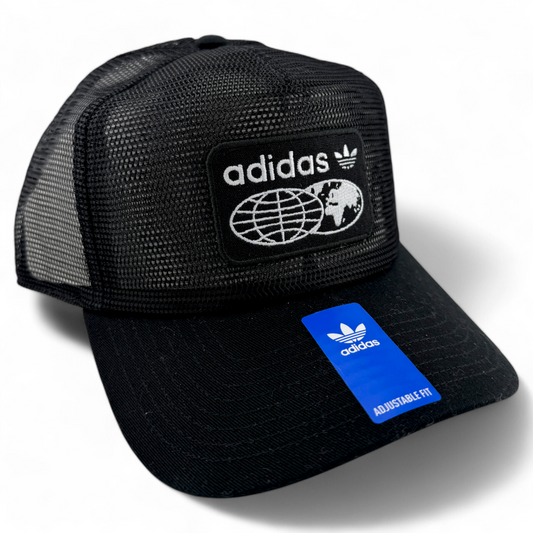 adidas Originals Worldwide Full Mesh Black Patch Adjustable Snapback Hat Cap