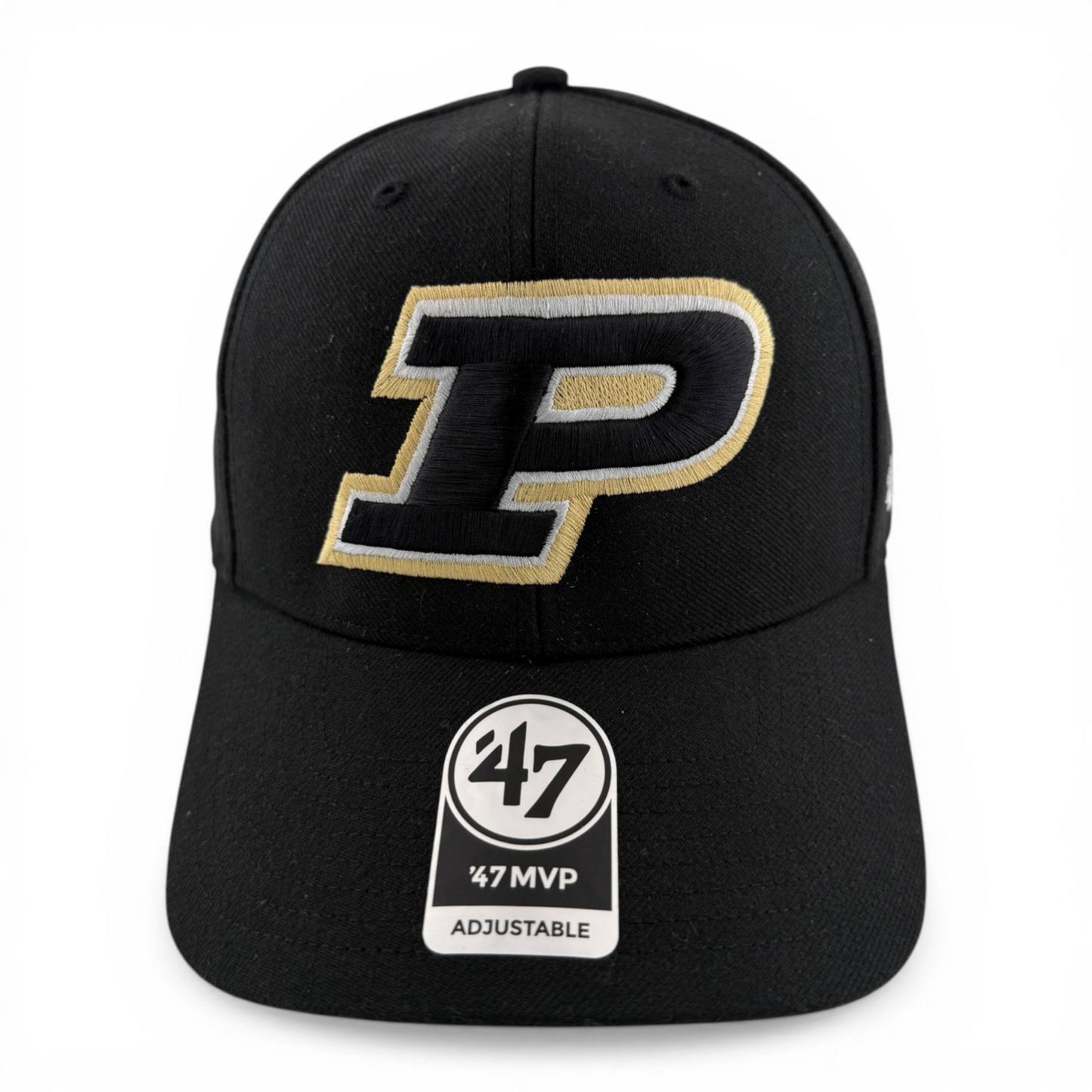'47 Brand Purdue University Boilermakers NCAA Black Logo MVP Adjustable Hat Cap