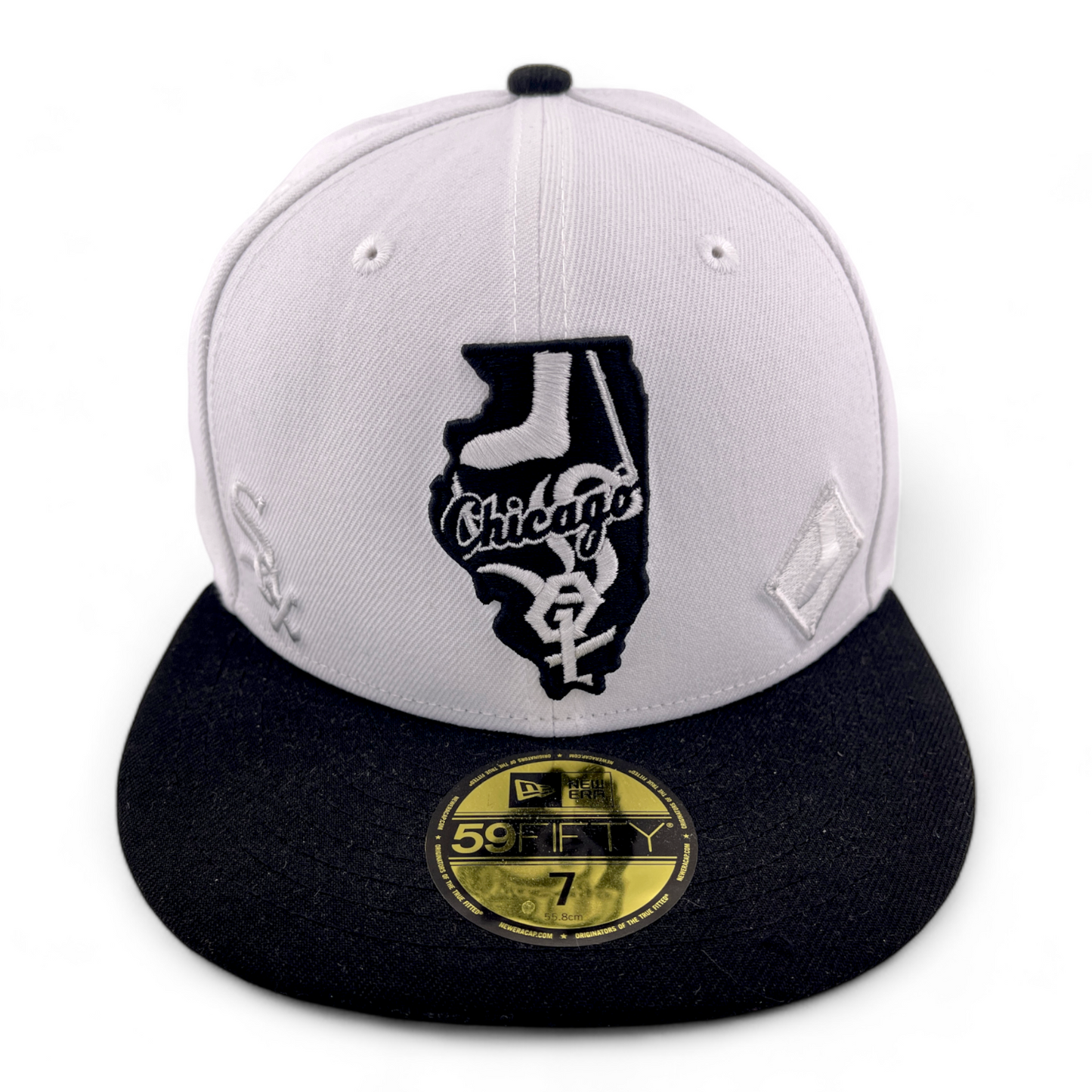 ~NEW DROP~ New Era Chicago White Sox MLB State Logo Pack White/Black 59Fifty Fitted Hat Cap