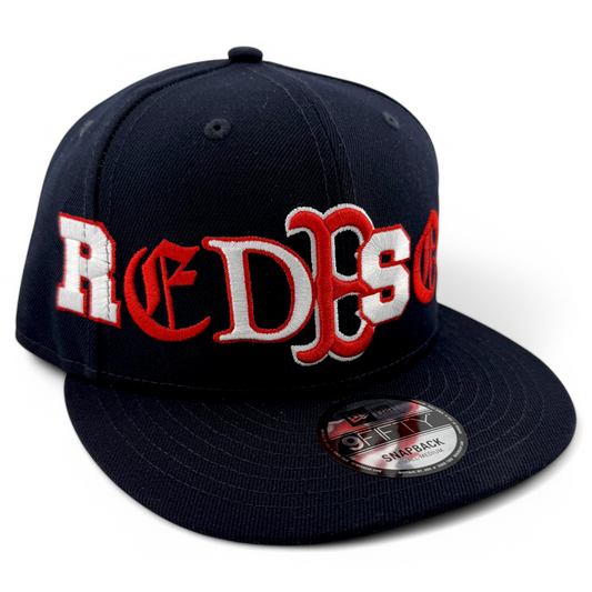 New Era Boston Red Sox MLB Team Typography Navy 9FIFTY Snapback Adjustable Hat