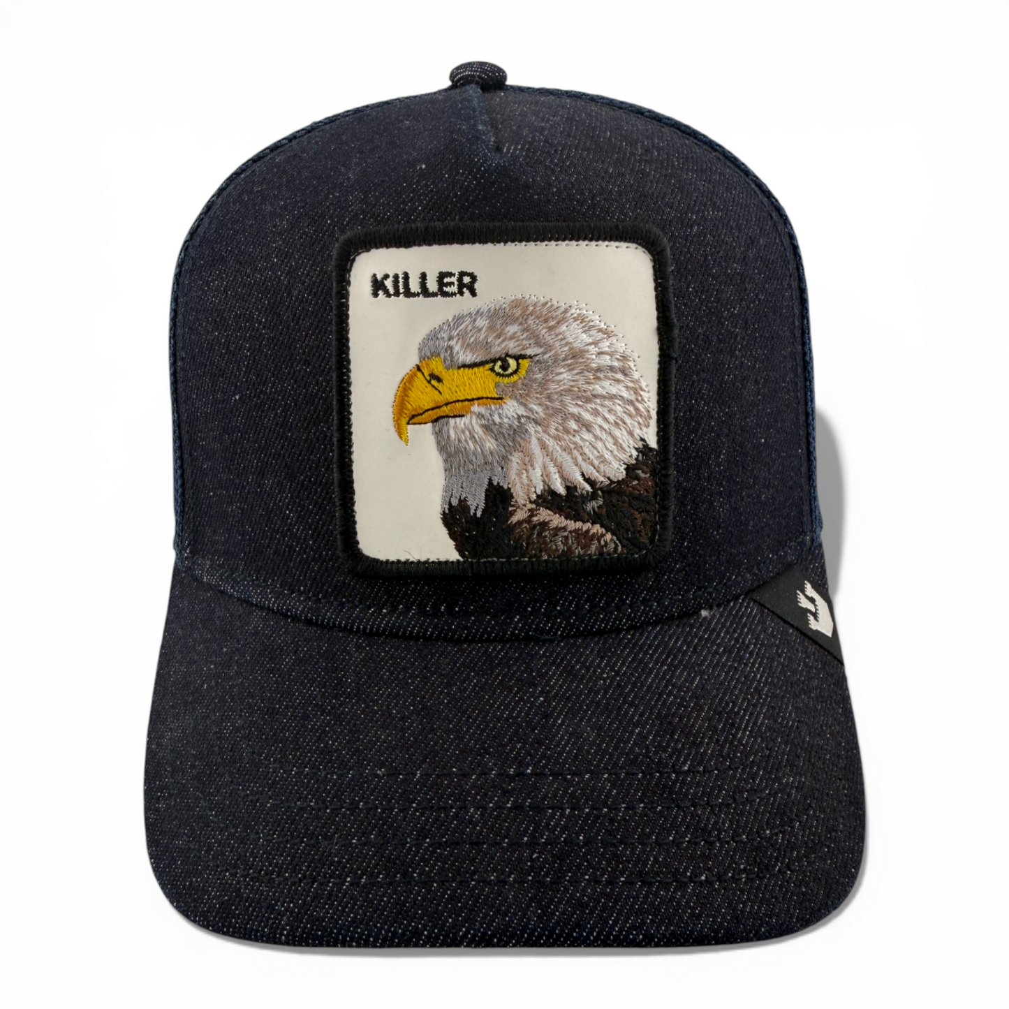 Goorin Bros The Killer Eagle Farm Denim Mesh Trucker Snapback Adjustable Hat Cap