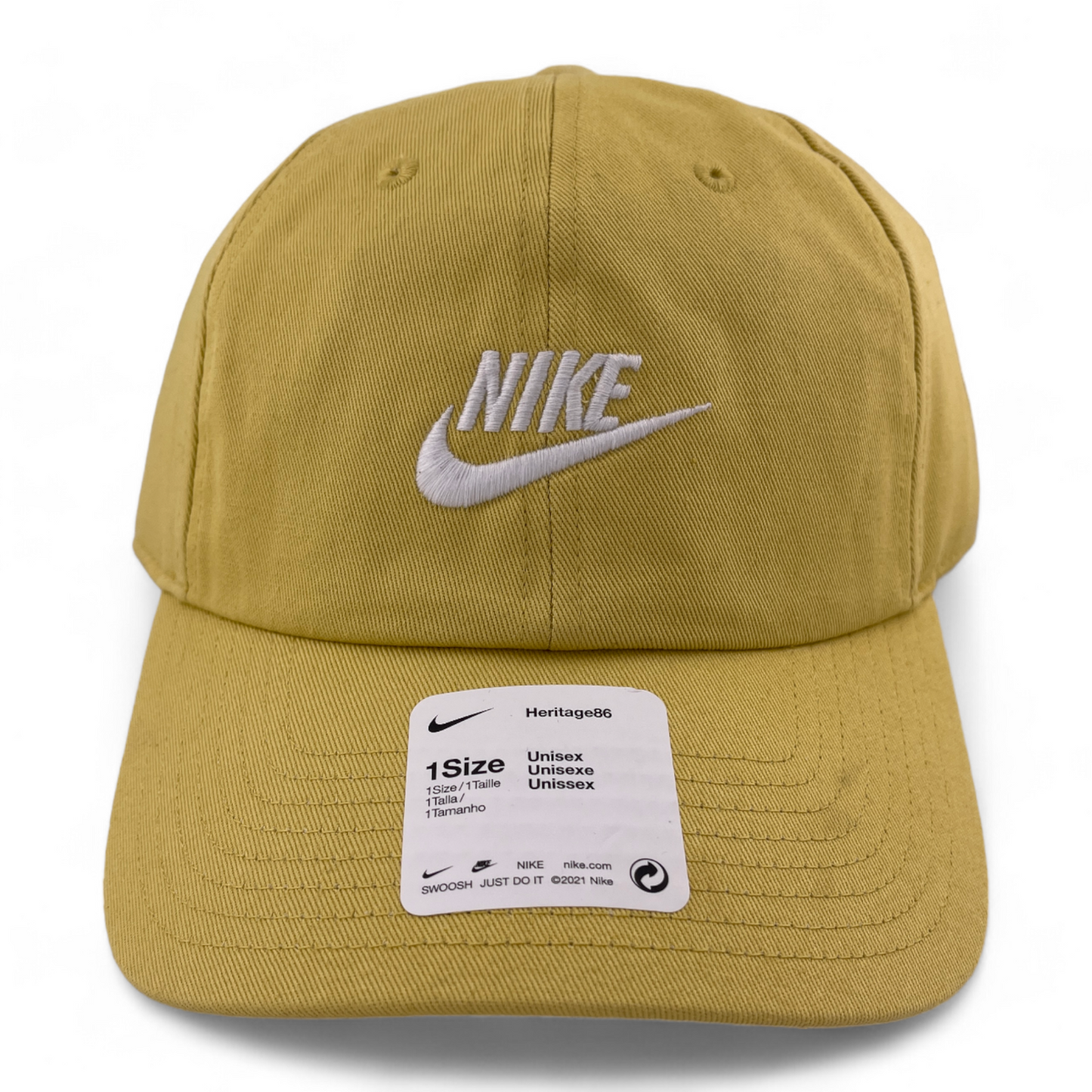 Nike Logo Heritage86 Yellow Gold 913011-700 Adult Unisex OSFM Strapback Hat Cap