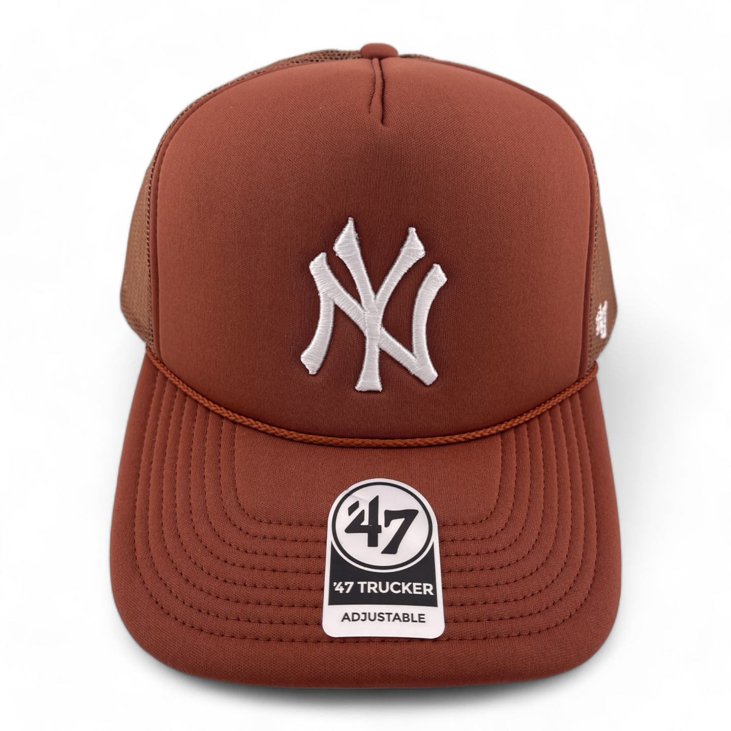 '47 Brand UO New York Yankees Brown Trucker Snapback Baseball Rope Hat Cap