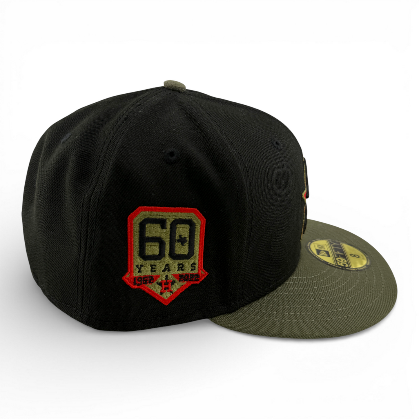 New Era Houston Astros MLB 60 Years Side Patch Olive 59Fifty Fitted Hat Cap