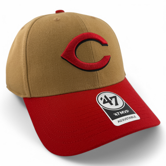 '47 Brand Cincinnati Reds MLB Camel Tan/Red 2-Tone MVP Adjustable Hat Cap