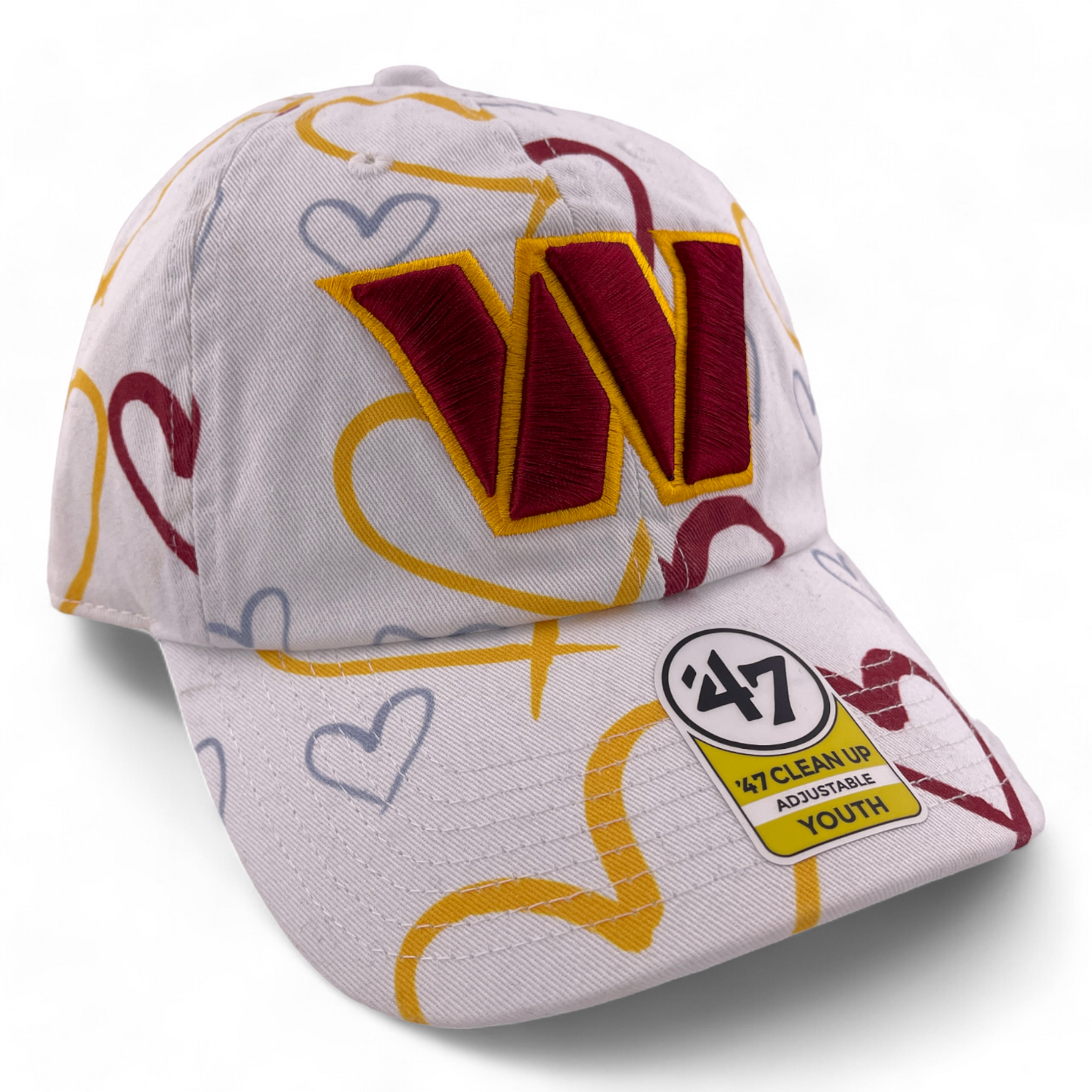 '47 Brand Washington Commanders NFL Youth Hearts Clean Up Adjustable Dad Hat Cap