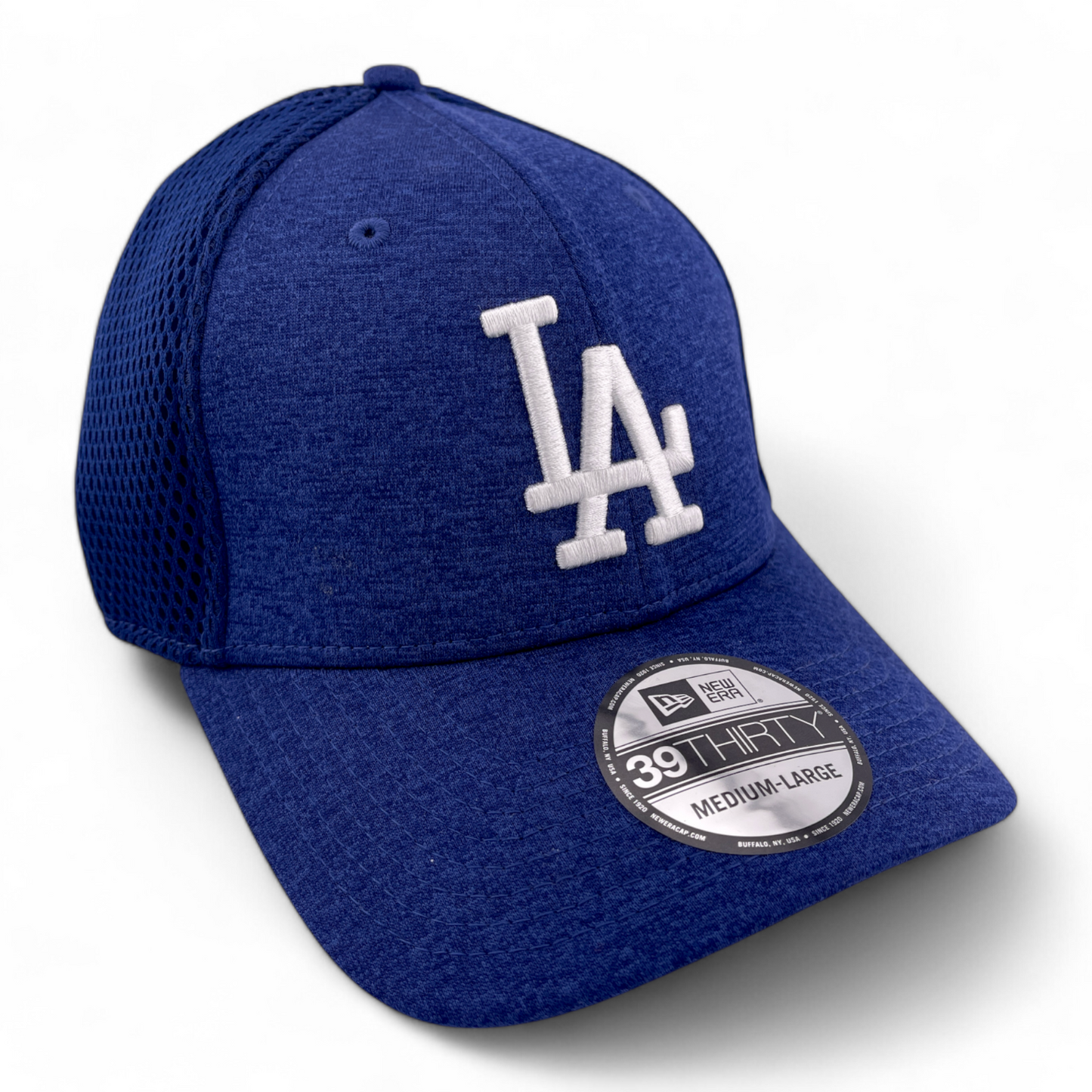 New Era Los Angeles Dodgers MLB Heather Blue Neo Mesh 39Thirty Flex Fit Hat Cap