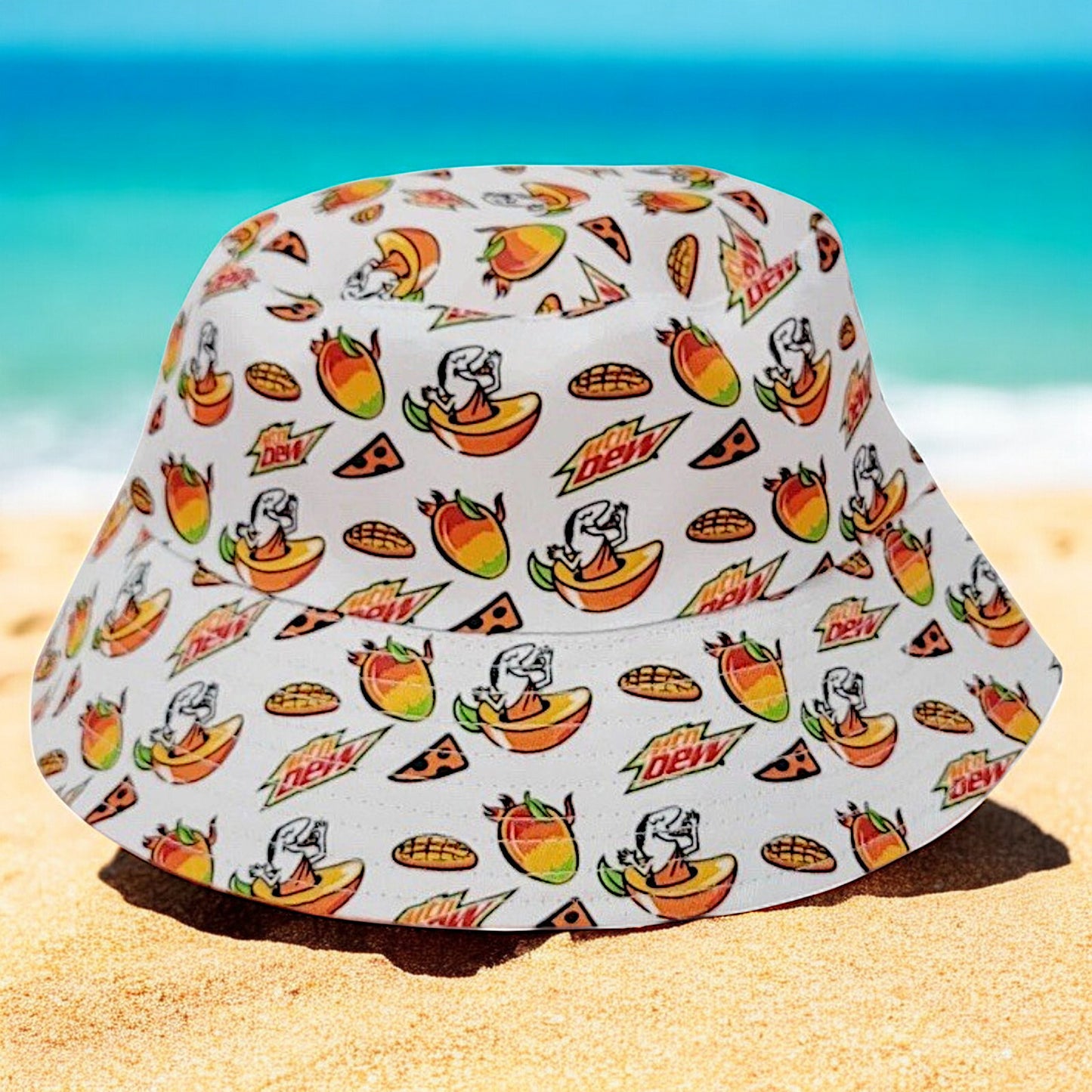 NEW Little Caesars Mountain Dew Mango Rush Reversible Bucket Hat Limited Edition