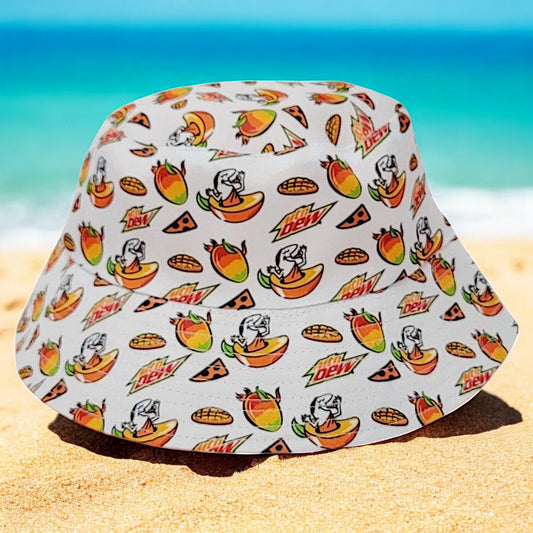 NEW Little Caesars Mountain Dew Mango Rush Reversible Bucket Hat Limited Edition