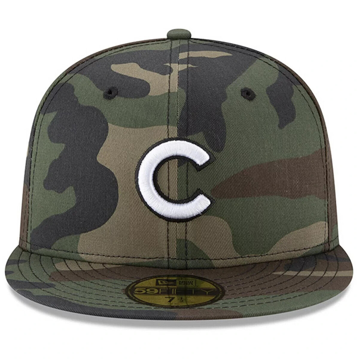 New Era Chicago Cubs Woodland Camouflage MLB Camo 59FIFTY Fitted Hat Cap