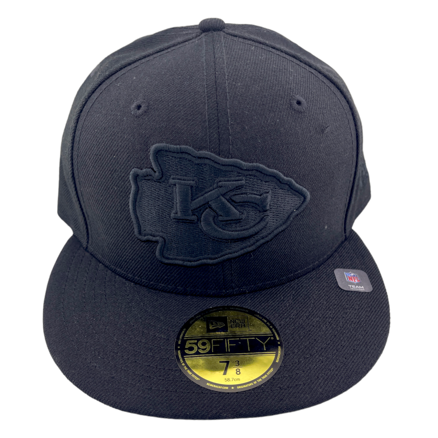 New Era Kansas City Chiefs Blacked Out Logo All Black/Grey UV 59Fifty Fitted Hat Cap