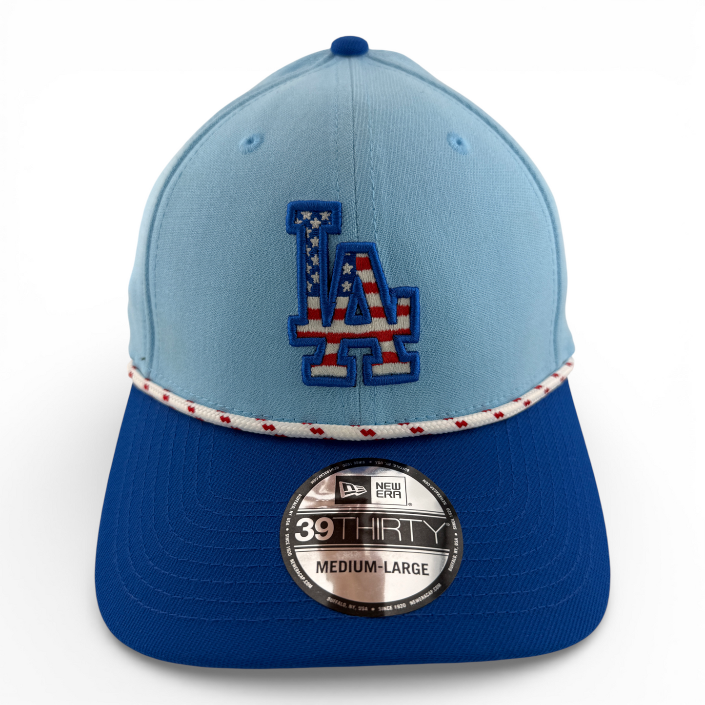 New Era Los Angeles Dodgers MLB 2025 4th of July Rope Flag 39Thirty Flex Fit Hat