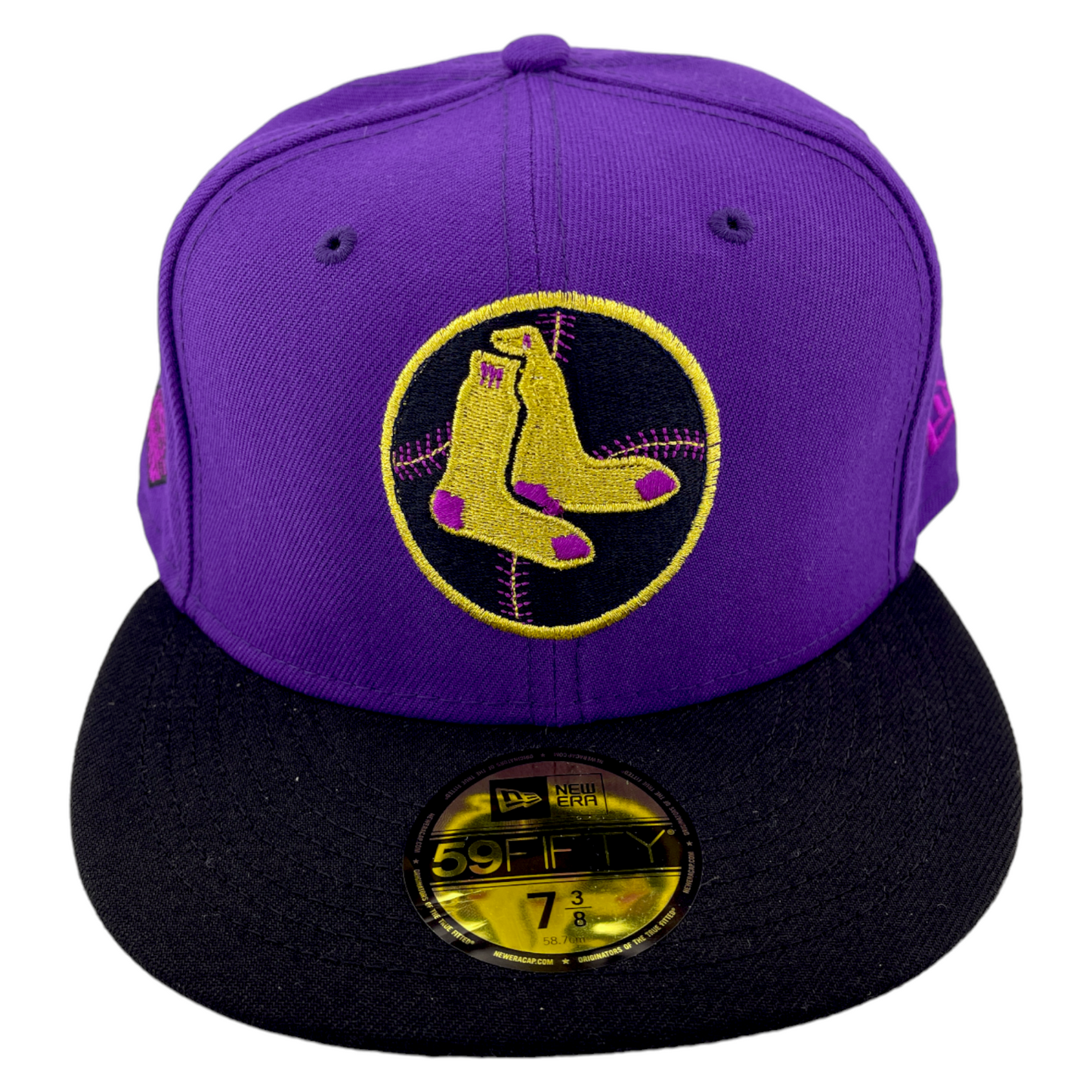 New Era Boston Red Sox MLB Patch Purple Metallic Gold 59Fifty Fitted Hat Cap