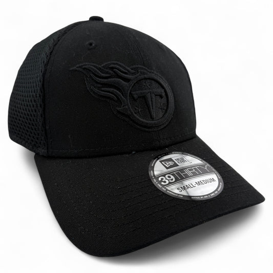 New Era Tennessee Titans NFL Solid All Black Neo Mesh 39Thirty Flex Fit Hat Cap