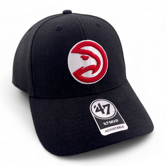 '47 Brand Atlanta Hawks NBA Black/Red Logo MVP Adjustable Hat Cap