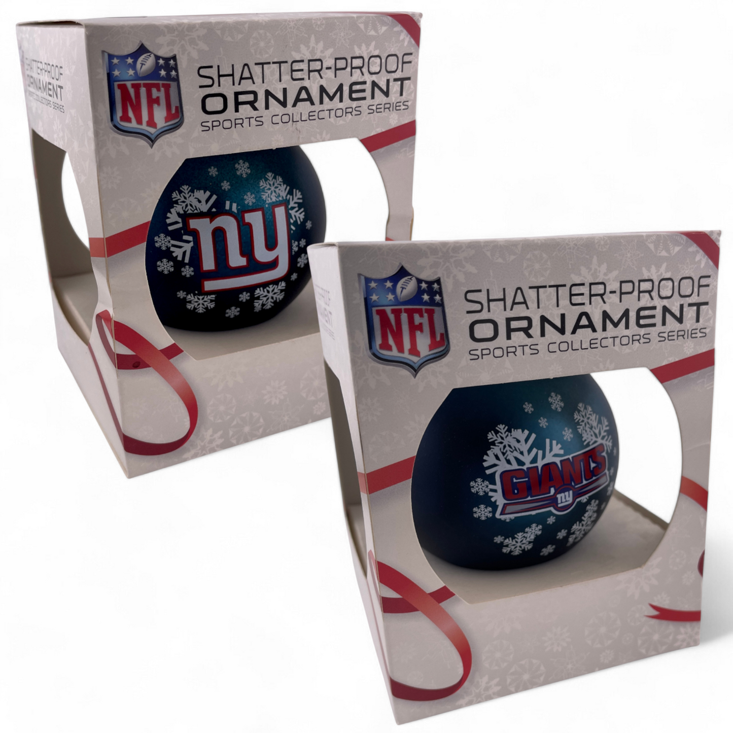 2-PACK New York Giants NFL Navy Round Shatterproof Christmas Tree Boxed Ornament