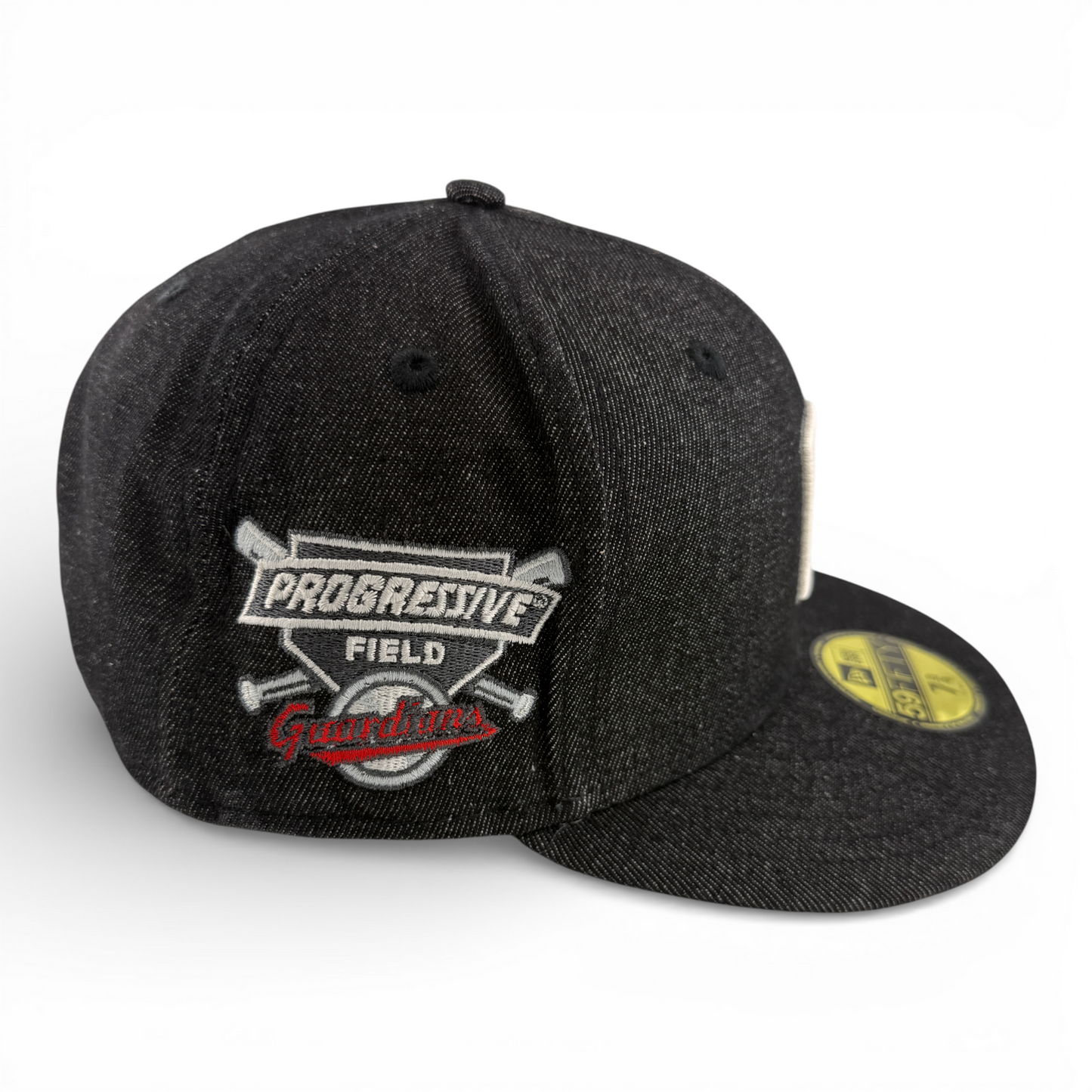 New Era Cleveland Guardians MLB Progressive Black Denim 59Fifty Fitted Hat Cap