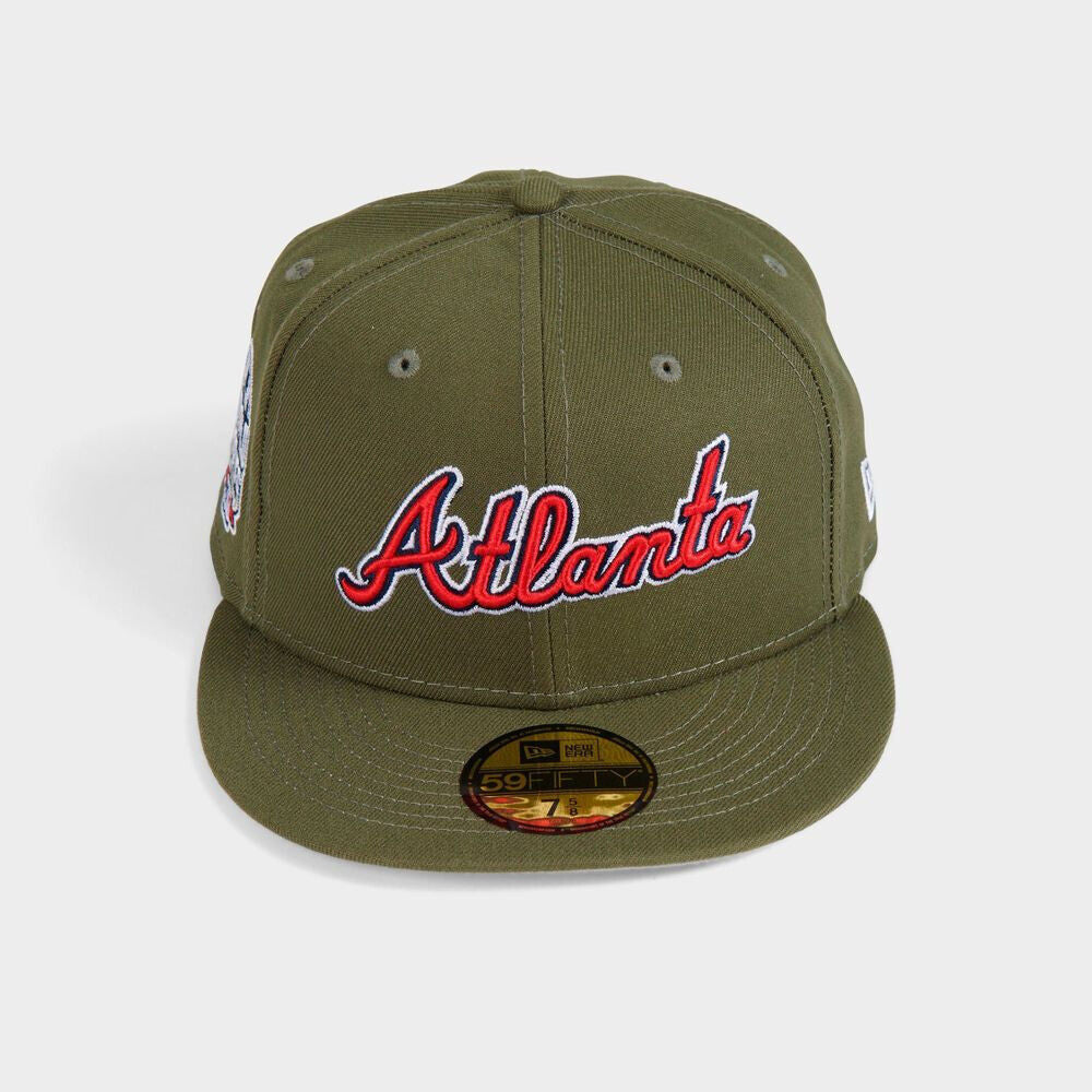 New Era Atlanta Braves 2021 World Series Patch Olive 59FIFTY Fitted Hat Cap