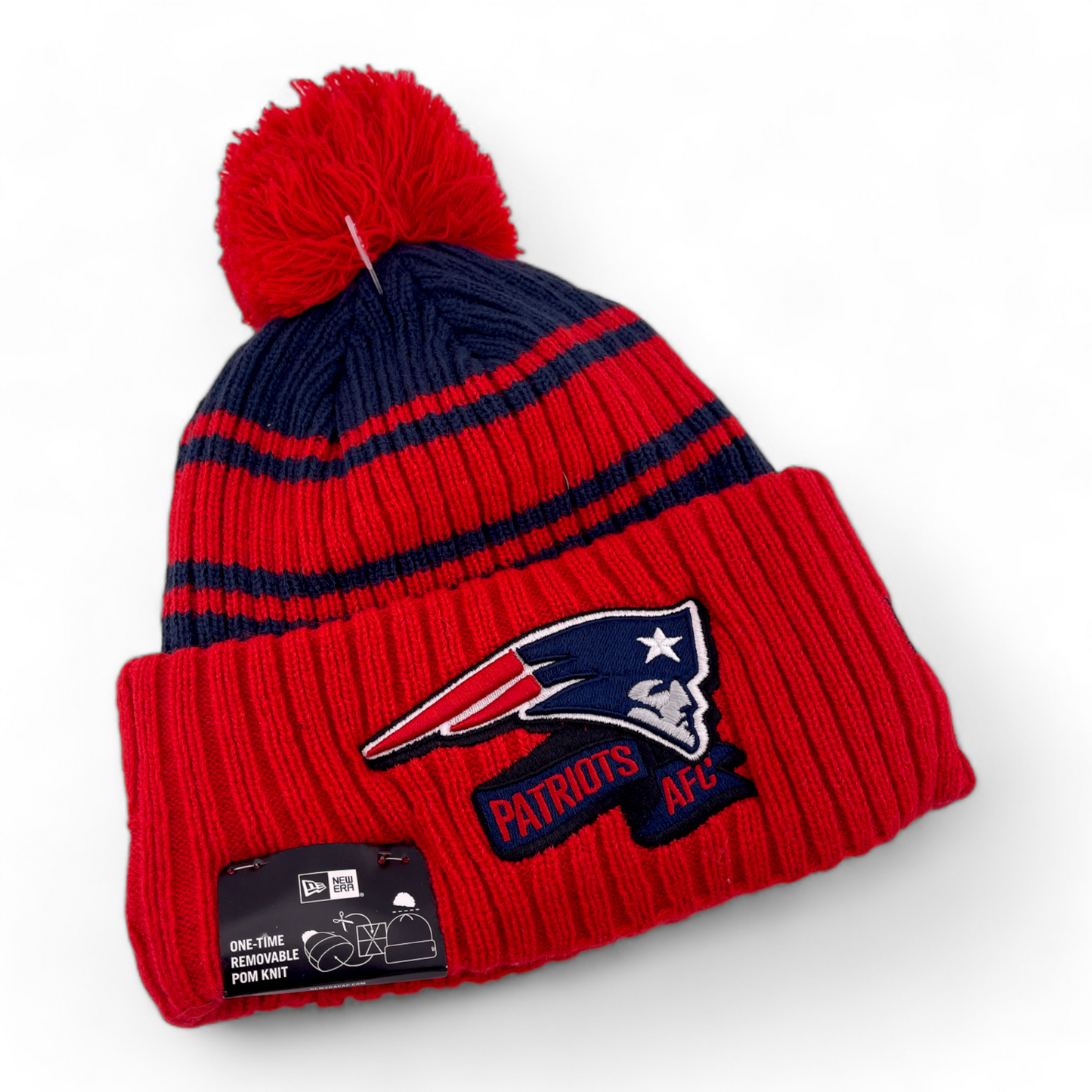 New Era New England Patriots NFL Sport Knit Removable Pom Beanie Cuffed Cap Hat