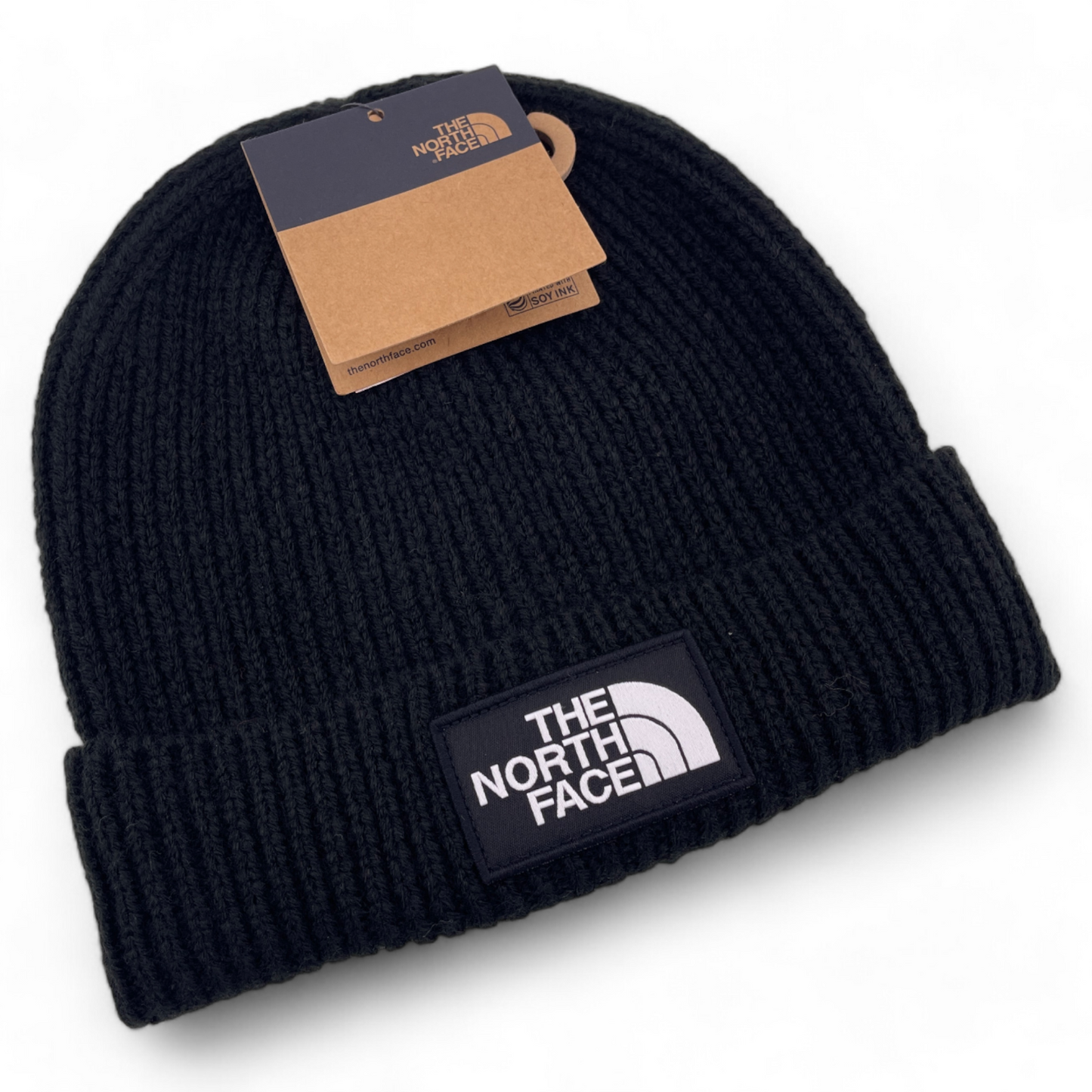 The North Face TNF Logo Box Black NF0A3FJX JK3 Cuffed Beanie Knit Hat OSFA