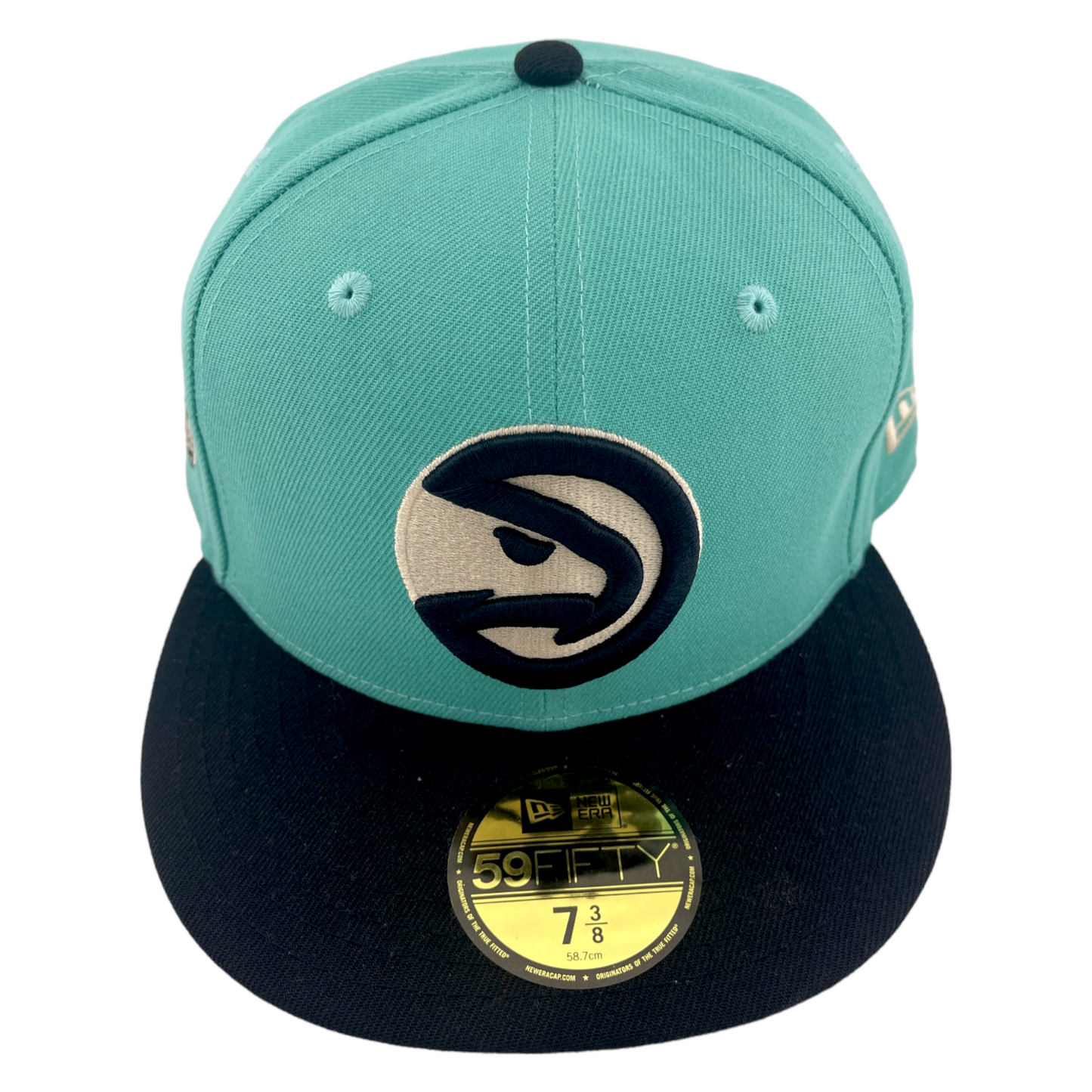 New Era Atlanta Hawks Side Patch NBA Teal/Chrome Silver UV 59Fifty Fitted Hat