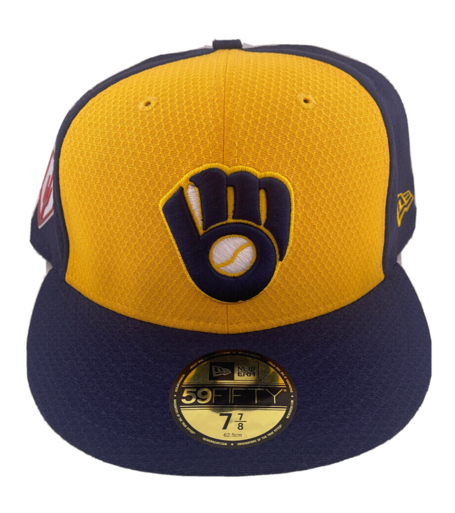 New Era Milwaukee Brewers Cactus Patch Yellow/Blue Logo 59FIFTY Fitted Hat Cap