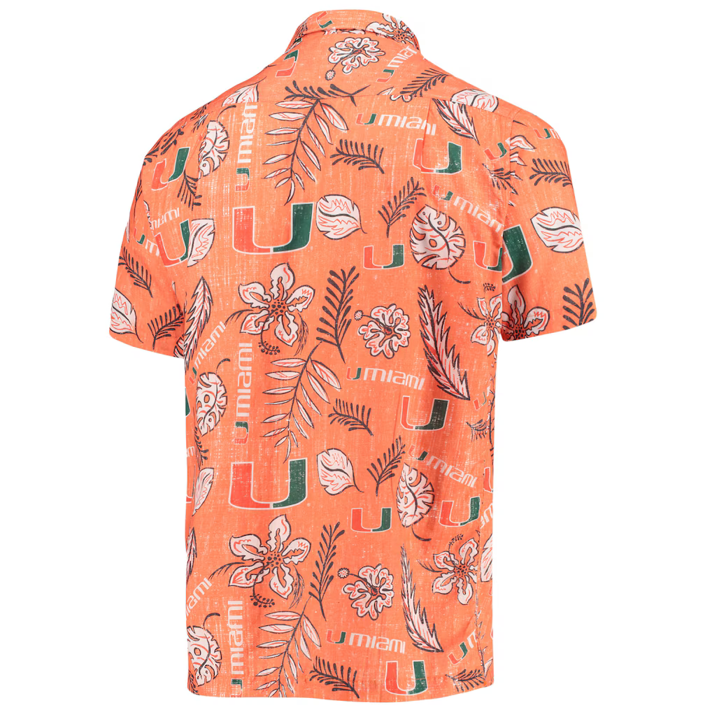 Wes & Willy University of Miami Hurricanes NCAA Hawaiian Button Up Shirt Men's S