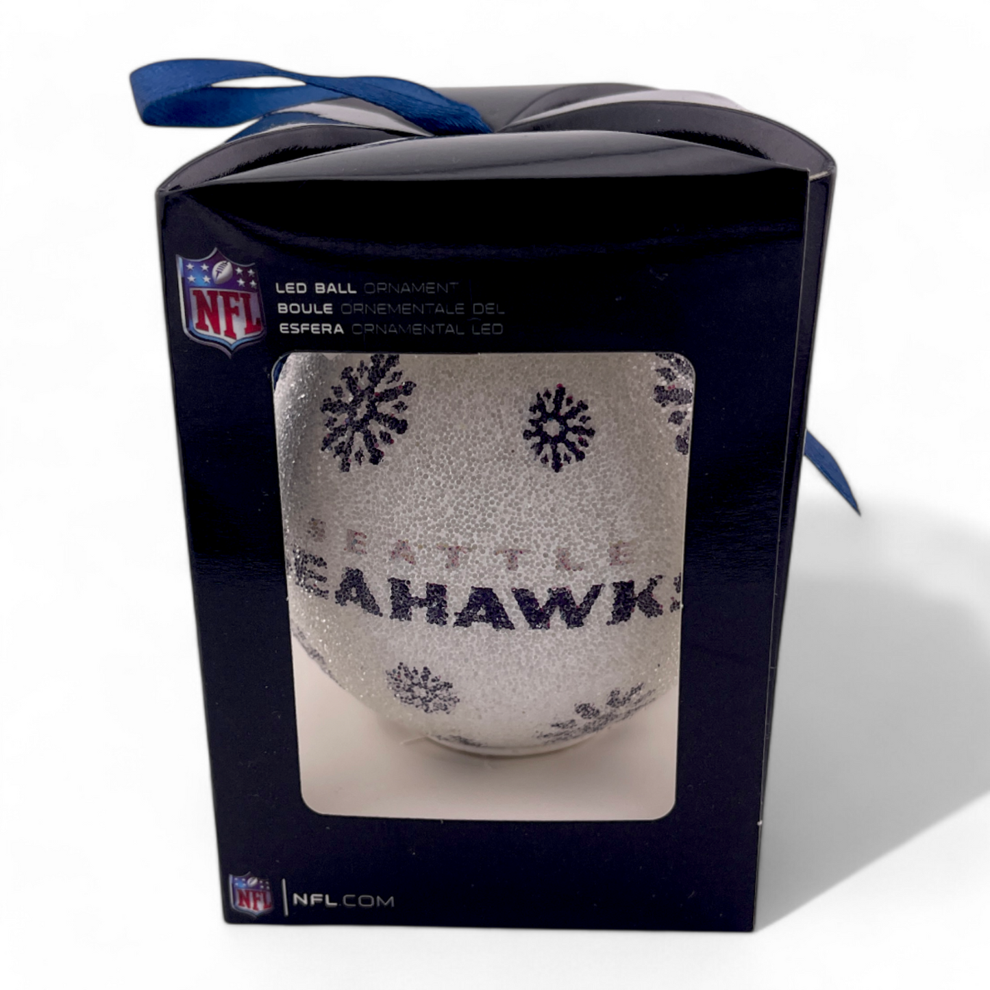 2-PACK Seattle Seahawks NFL Snowflake Round Ball Christmas Tree Ornament LED