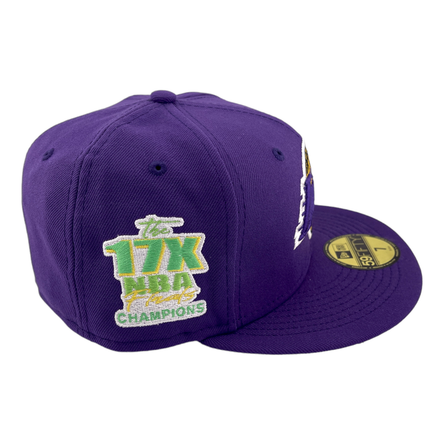 New Era Los Angeles Lakers 17x Champions Patch Purple/Green 59Fifty Fitted Hat Cap