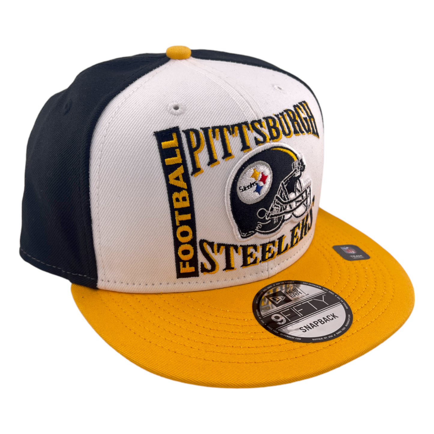 New Era Pittsburgh Steelers Retro NFL Black/White/Yellow 9FIFTY Snapback Hat Cap