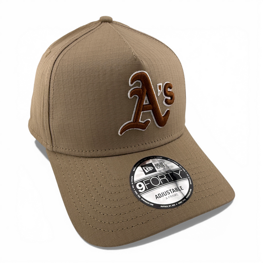 New Era Oakland A's MLB Khaki Ripstop A-Frame 9Forty Snapback Adjustable Hat Cap