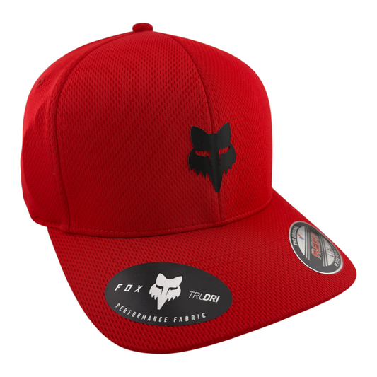 Fox Racing Fox Head Tech Logo Red Sport Neo Mesh Stretch Flex Fit Hat Cap