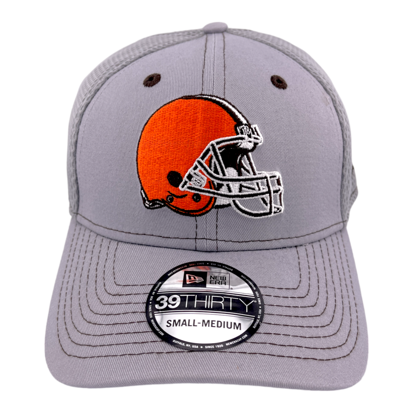 New Era Cleveland Browns Logo Team Neo Mesh NFL Grey 39Thirty Flex Fit Hat Cap