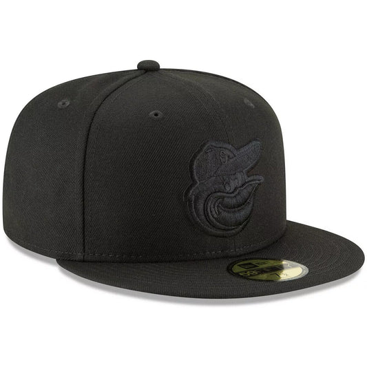 New Era Baltimore Orioles Black On Black 59Fifty Mens Cap MLB Basic Fitted Hat Cap